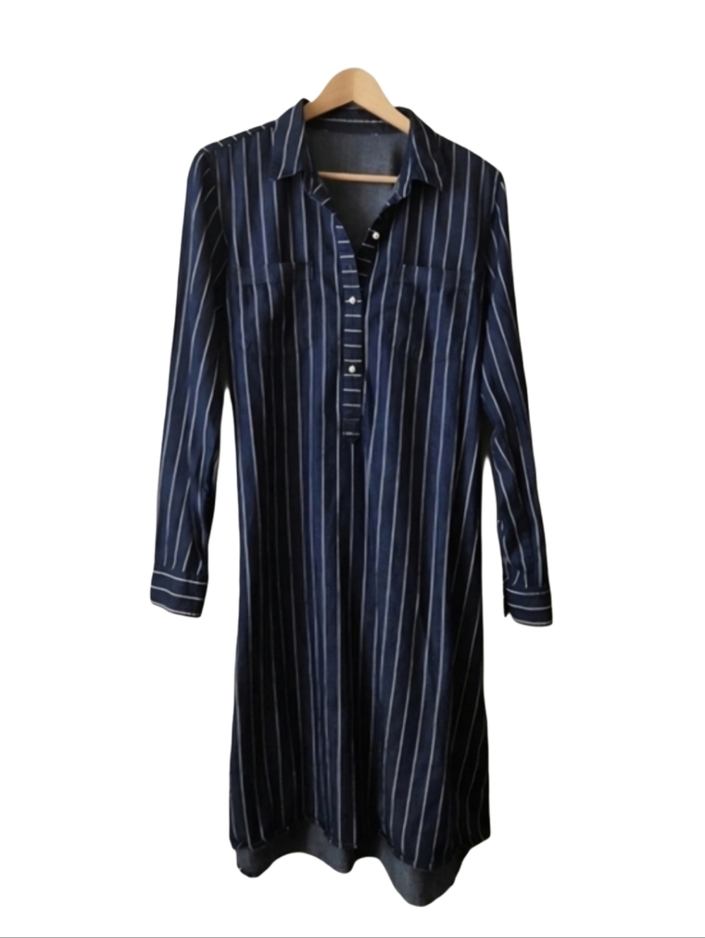 Indigo Blue Pinstripe Dress